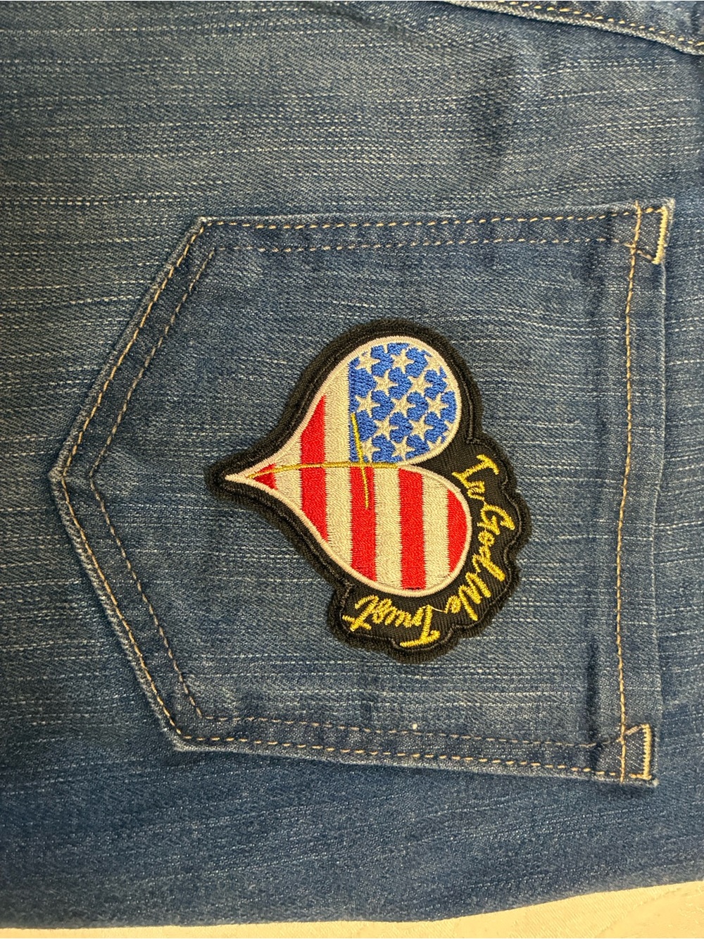 Women’s Old Navy Distressed Jean Cutoff Shorts with Patriotic Patches, W32 - Picture 3 of 16
